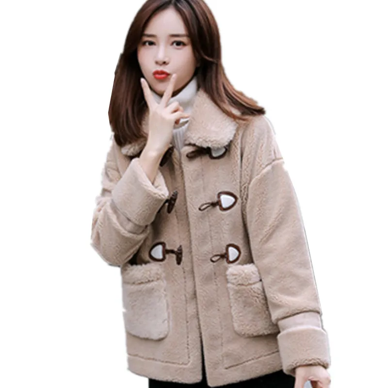 

Fur Coat Women's 2022 New Short Jacket Lamb Wool Granular fleece Faux Fur Warm Coat Female Autumn and Winter Tide A24