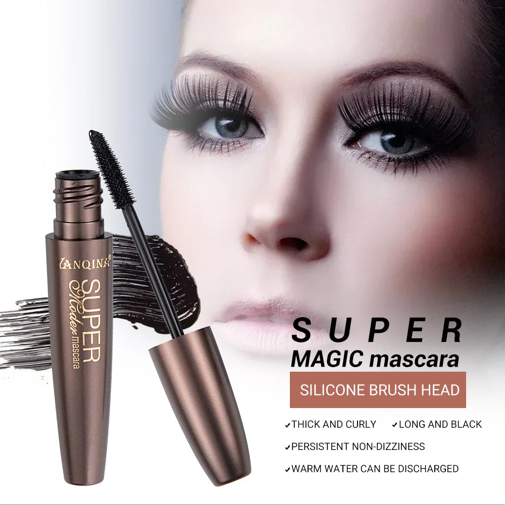 Grensoverschrijdende Hot Selling Yan Qi Na Zwarte Mascara Silicagel Borstel Verlengd Dichtbevolkte Curling Wimper Waterdicht 8829