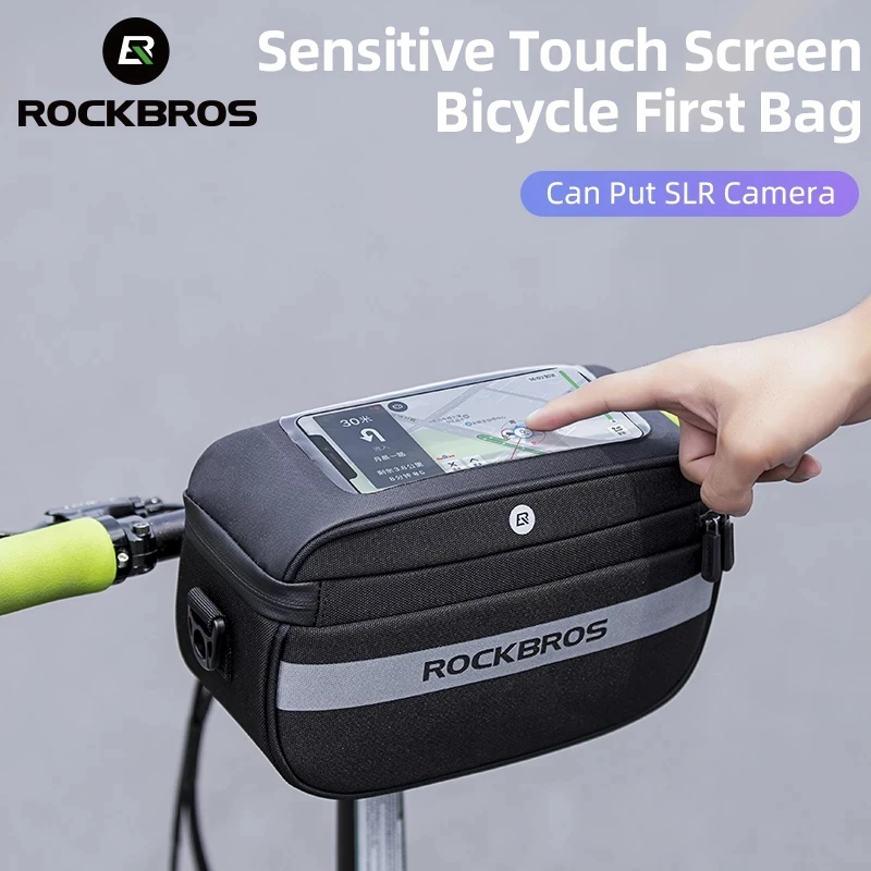 

ROCKBROS Bike Frame Bag Bicycle Front Bag TPU Touch Screen Bicycle Handlebar Bag MTB Road Bike Folding Bike Scooter Beam Bag