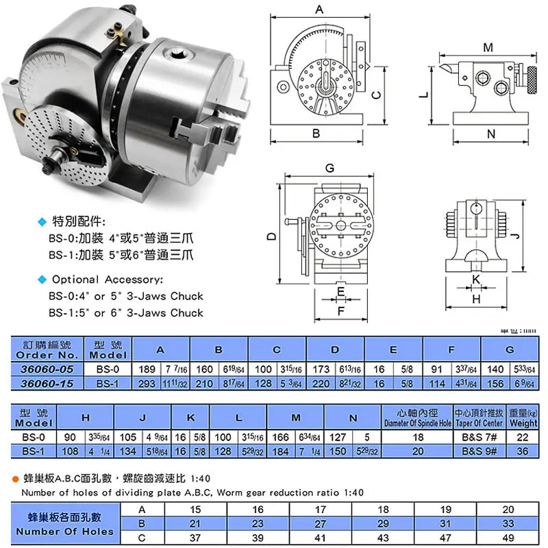 Universal Dividing Head BS-0 4 Inches 5 Inch CNC Rotary Axis 3 Jaw 100mm 125mm Chuck CNC Tailstock for CNC Router Rotary Table