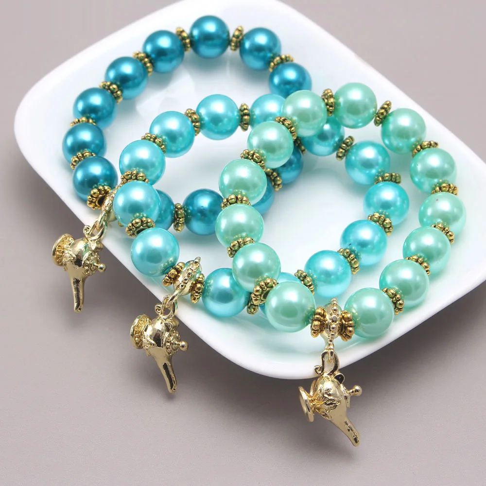 Alloy Aladdin magic lamp pearl girls Beaded bracelet children jasmine princess  pendant necklace accessories