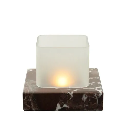 Arte Home Burgundy Square Marble Candle Holder