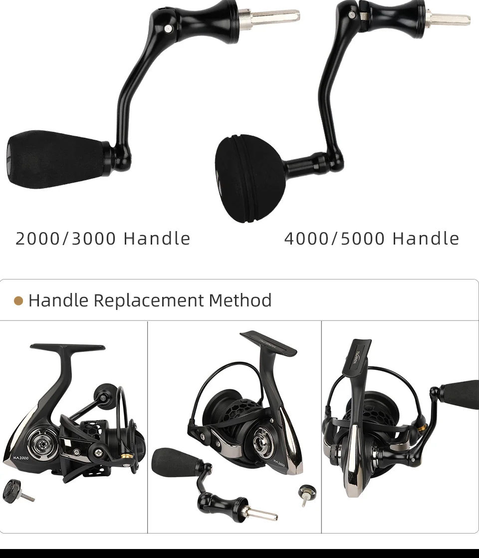 TSURINOYA NA 2000 3000 4000 5000 Weitwurf-Spinnrolle Maximale Bremskraft 12kg 5.2:1 Versandfertige Rollen für Hecht, Barsch und Karpfen – Detail 11
