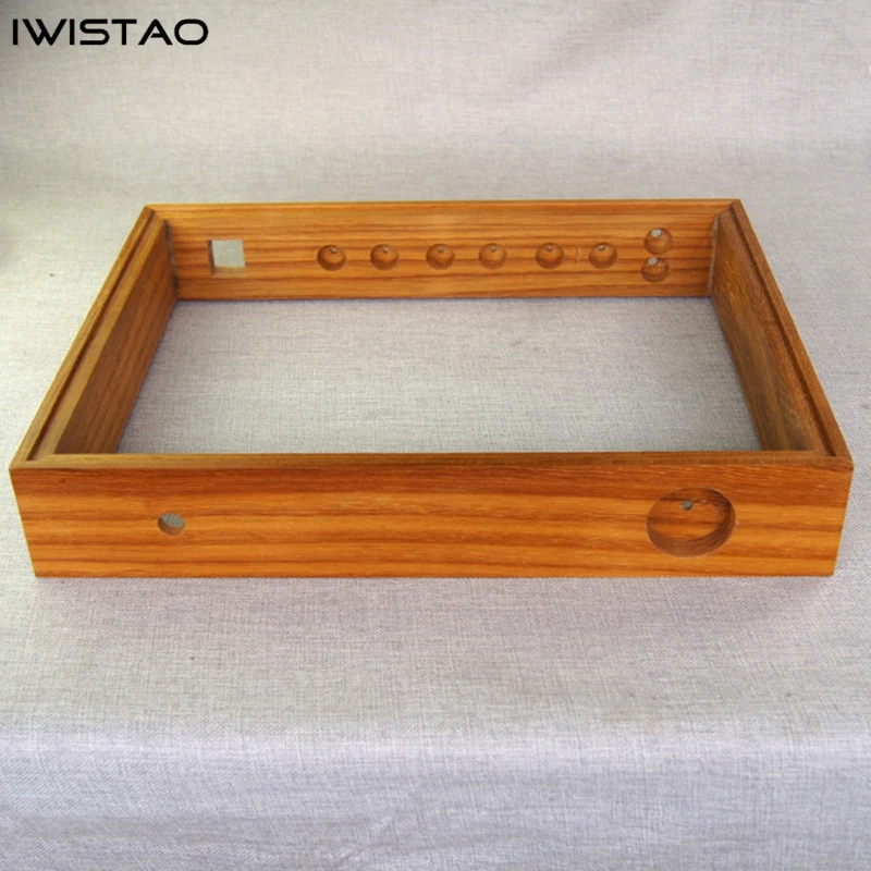 IWISTAO DIY Wooden Casing for Tube Amplifier Chassis 480X380X80 Teak Wood Top Down Aluminum Plate