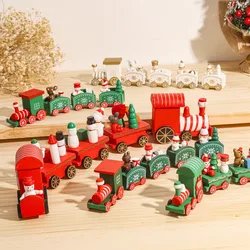 Christmas Wooden Train Merry Christmas Decorations for Home 2024 Christmas Ornamets Navidad Natal Xmas Gift New Year Decor 2025