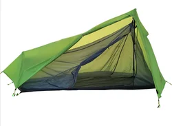 Outdoor Ultralight Rodless Camping Hiking 3 Season 15D Nylon Silicon Coating Double Layer Tent For 1 Person,only 610g,Green
