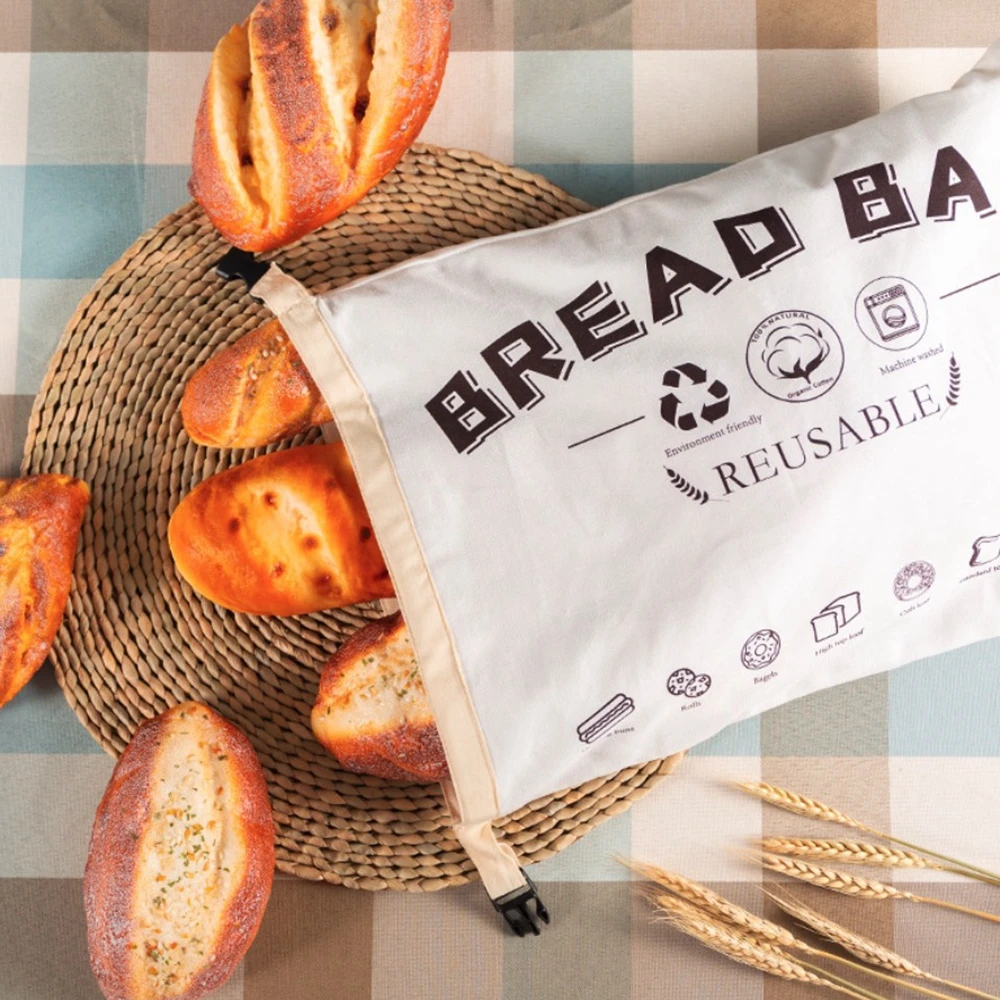 Reusable Organic Cotton Bread Bag for Homemade Bread XL Large Bread Bags Cotton Bags Loaves-safe Eco-friendly Food Storage Bag