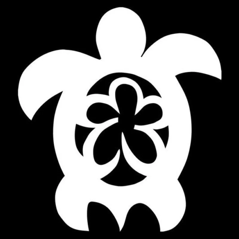 Volkrays Creative Car Sticker Sea Turtle Flower Hawaii Accessories Reflective Waterproof Vinyl Decal Black/White,13cm*11cm