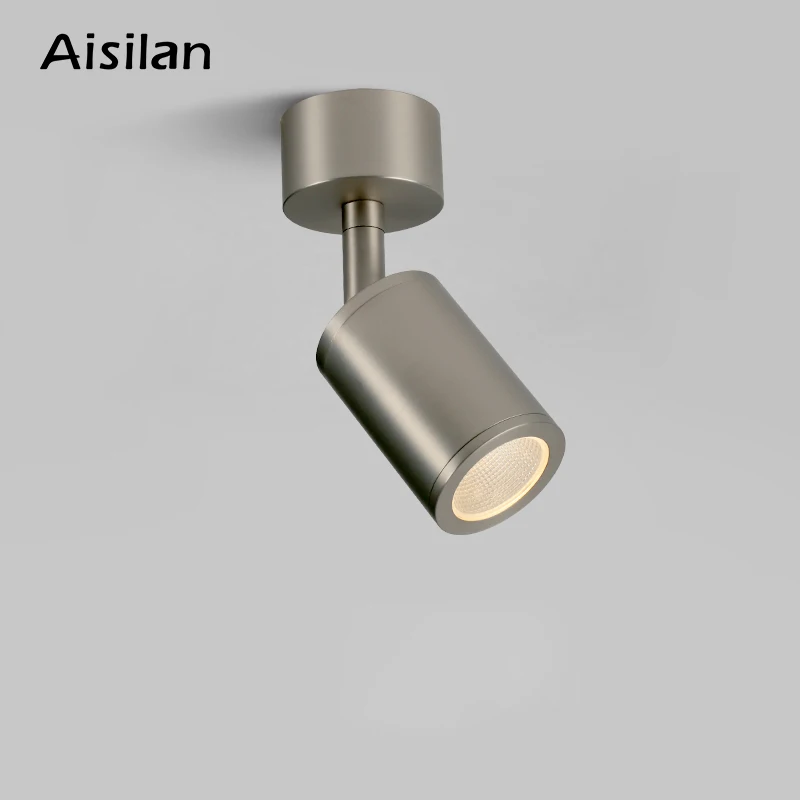 

Aisilan Dull Nicklle Surface Mounted Spotlights Lamp Anti-glare LED Adjustable Angle Ceiling Spot Lights For Home AC 90-260V