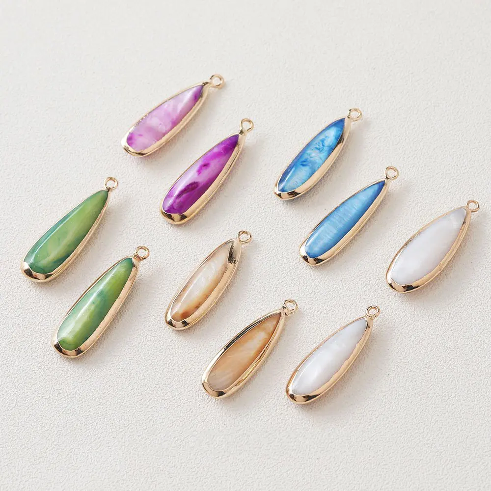 4PCS Long Drop Shaped Shell Pendant Charms for Jewelry Making Charms for Jewelry Making Diy Earrings Supplies Brass Accessories