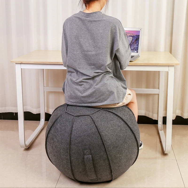 65cm Linen Yoga Ball Cover Balance Ball Protector + 65cm Yoga Ball with Pump for Home Gym Yoga Pilates Fitness Body Building