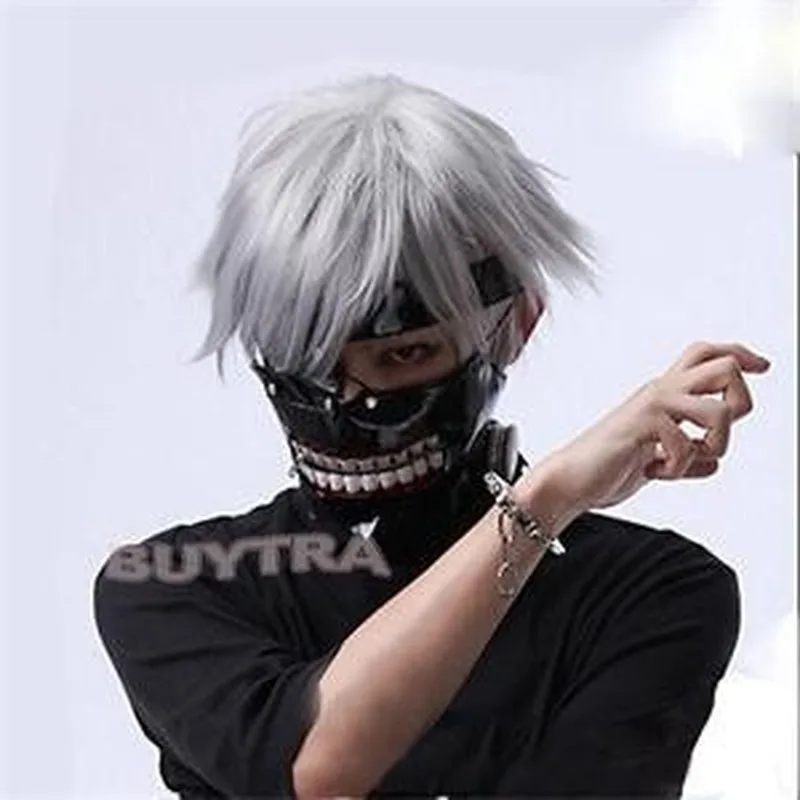 Japan Anime Tokyo Ghouls Ken Kaneki Cosplay Wig Short  Gray Synthetic Hair Wigs Costume Party Men's Pelucas Peruk