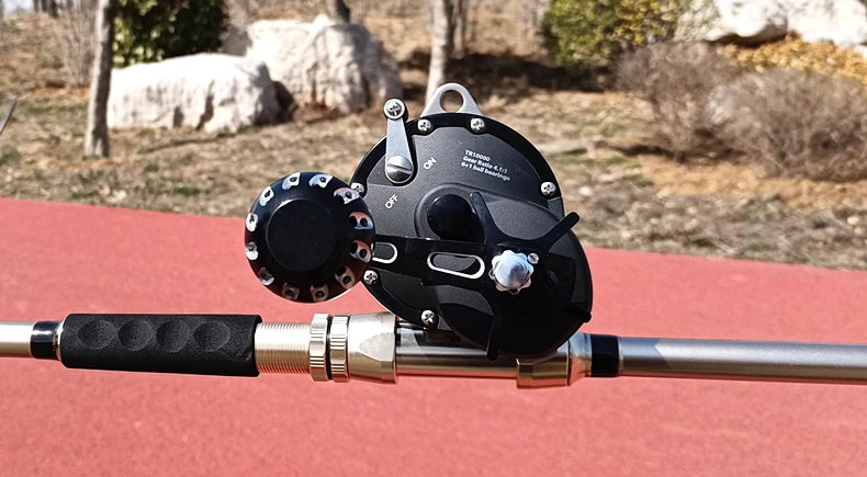 TR10000 Full Metal Heavy Trolling Reel Strong 30kg Drag Power Blue See Boat Fishing Big Drum Reel Right Hand Baitcasting Reel