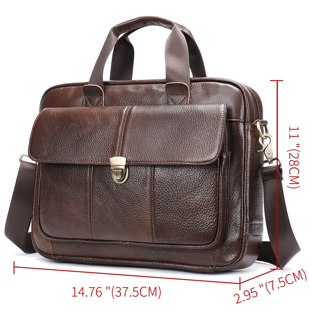 WESTAL Men\'s Briefcase Genuine Leather Laptop Bag 14 Men\'s Leather Handbags Office Bag for Men Porte Document Bags for Man 315