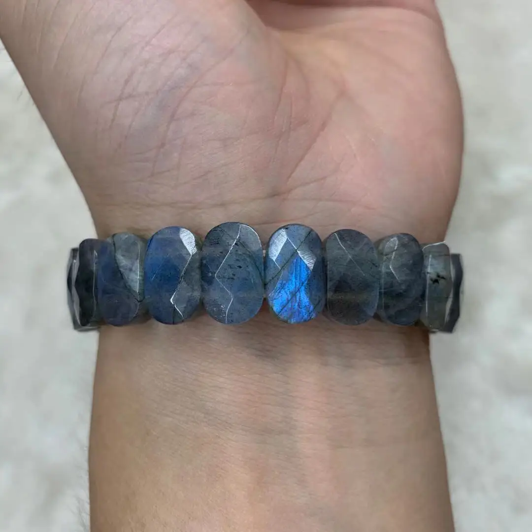 Pulsera de labradorita azul arcoíris natural AA, brazalete de piedra natural, joyería artesanal para mujer para regalo, venta al por mayor