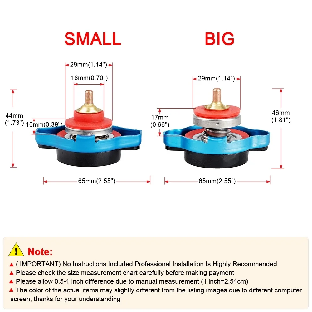 Thermost Radiator Cap Tank Cover Water Temperature Gauge Cover Racing Car Big or Small Head 0.9Bar 1.1Bar 1.3 Bar