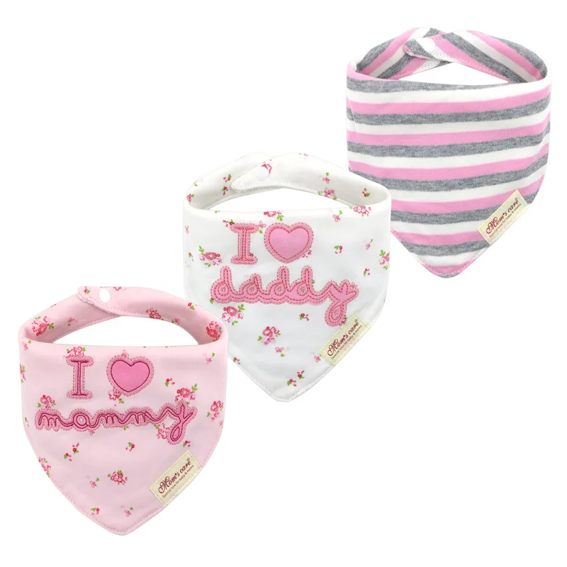 Cotton Cartoon Baby Bibs 3pcs Bandana Set Triangle Newborn Infant Girls Saliva Towel Baby Burp Cloth Drool Bibs Dropshipping