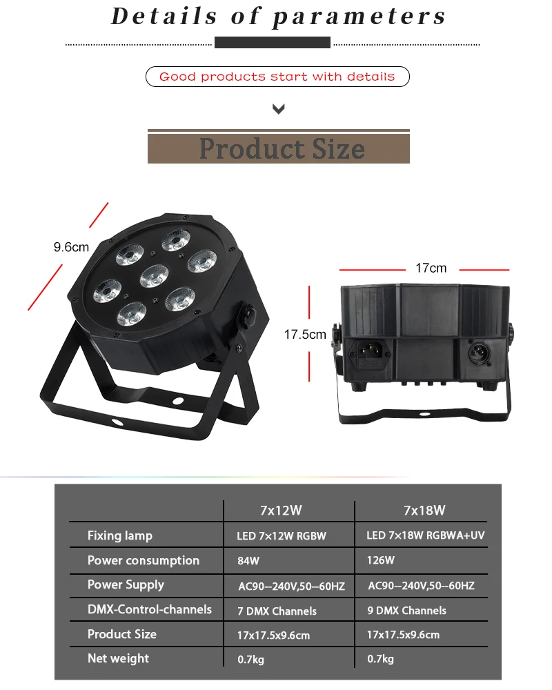 LED Par 7x12W RGBW 4IN1 Lighting Professional For Stage Effec Atmosphere Of Disco DJ Music Party Club Dance Floor