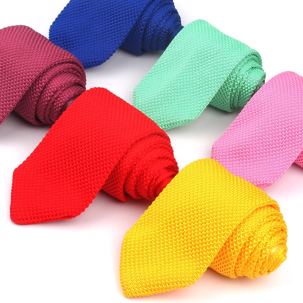 Cravates en tricot rouge pour hommes, olympiques classiques, cravates de couleur bonbon, cravates décontractées, mariages et affaires