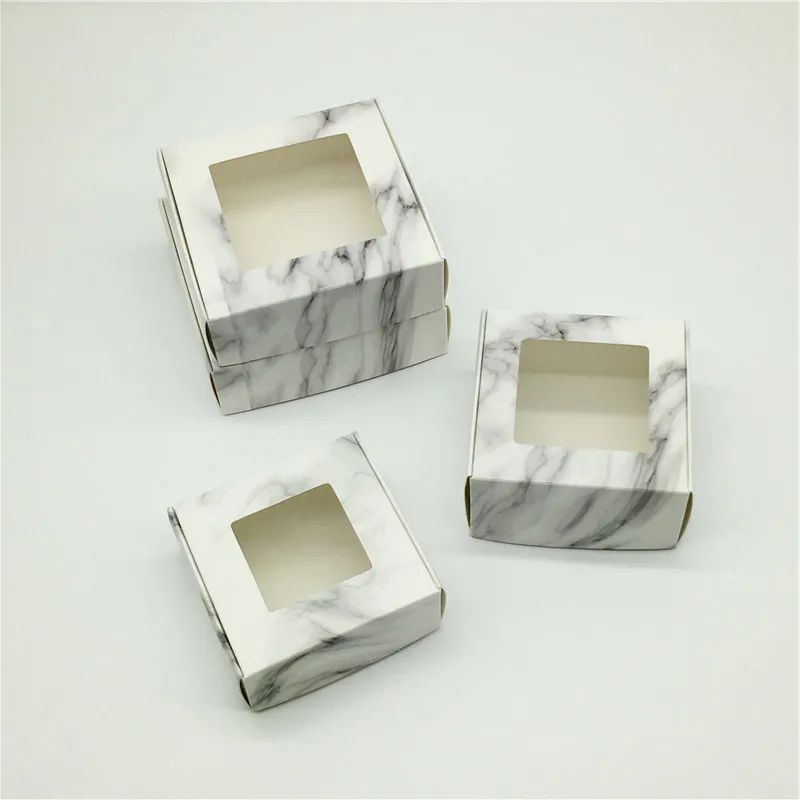 50Pcs Marble Window Style Wedding Gift Packaged Candy Supply 8 Sizes Handmade Soap Wrapping Boxes Favor Supplies