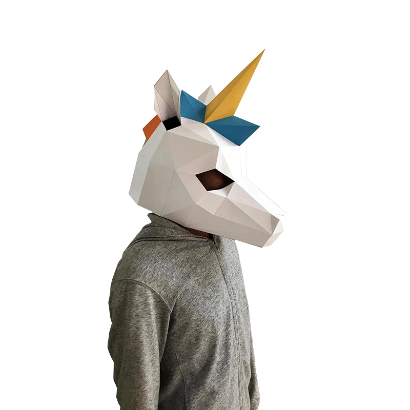 3D Papercraft Paper Adult Mask Unicorn Joker Halloween Costume Cosplay Masks for women DIY Toys Kid Art Party