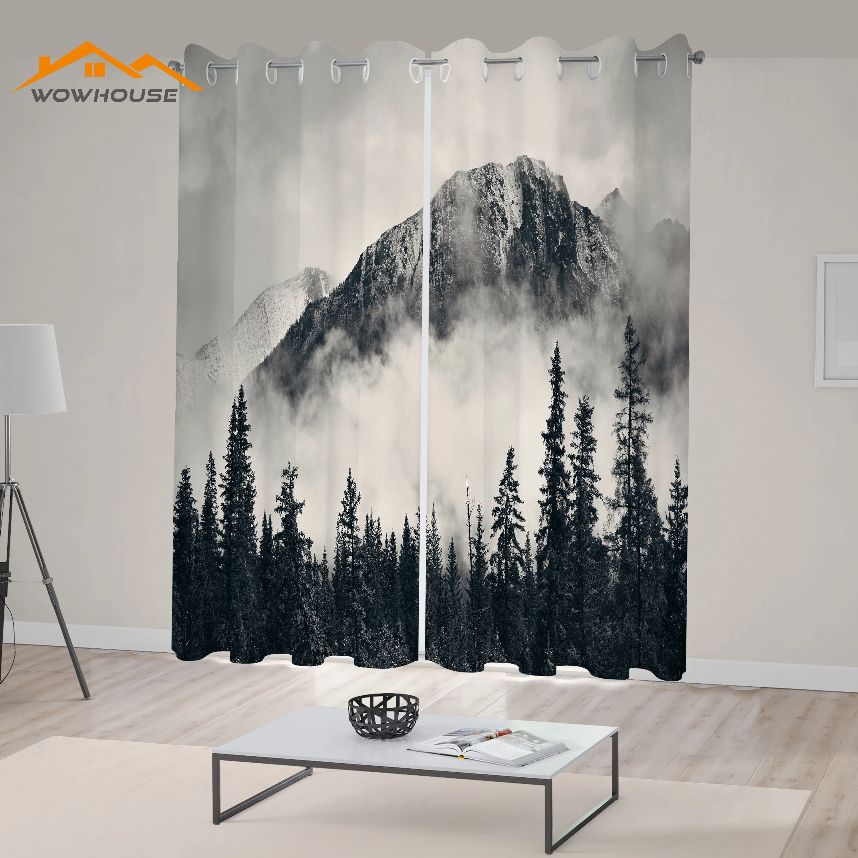 National Parks Window Curtains Canadian Smokey Mountain Cliff Outdoors Idyllic Scenery Photo Artwork Living Room Decor Bedroom