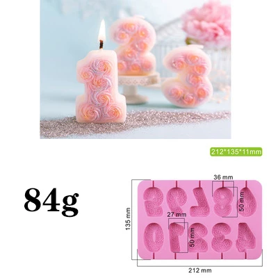 Number Candle Silicone Mould Birthday Cake Carving Rose Flower Number 0~9 Fondant Chocolate Mold Cake Decoration