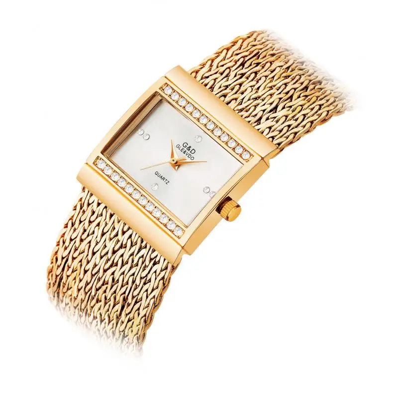 Ladies Wrist Watches Woman Famous Brand Dress Square Design Female Wristwatch Gold Stainless Steel Clock Montre Femme 2024