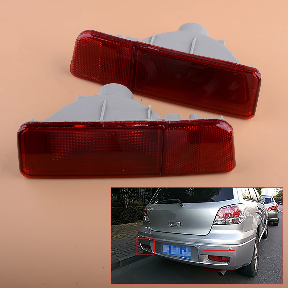 

1 Pair Car Rear Bumper Reflector Light Lamp Housing Fit For Mitsubishi Outlander 2003 2004 2005 2006 ABS