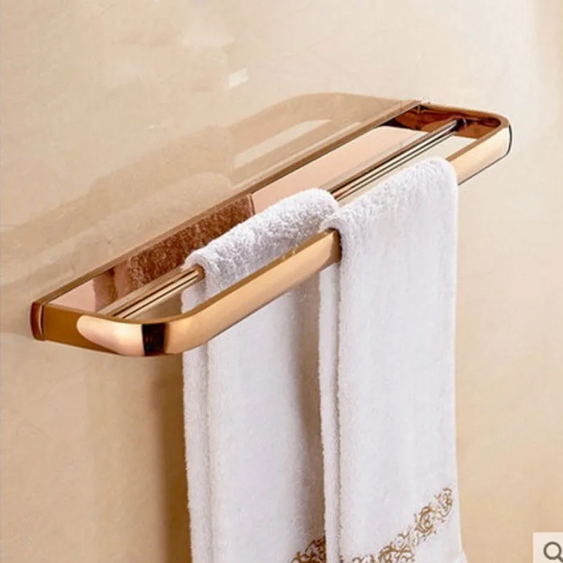 Bathroom Accessories Set Solid Brass Tissue Rack Towel Bar/Rack Toilet Brush Holder Corner Shelves Bath Hardware Set Rose Gold