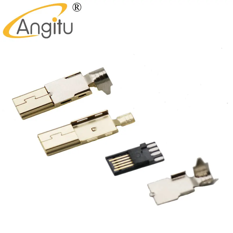 Angitu لتقوم بها بنفسك USB AM ، USB C/نوع C ، ميركو 5p ، مصغرة 5P المقبس التوصيل مطلية بالذهب ل لوحة المفاتيح USB كابل 5/10 قطعة/الوحدة