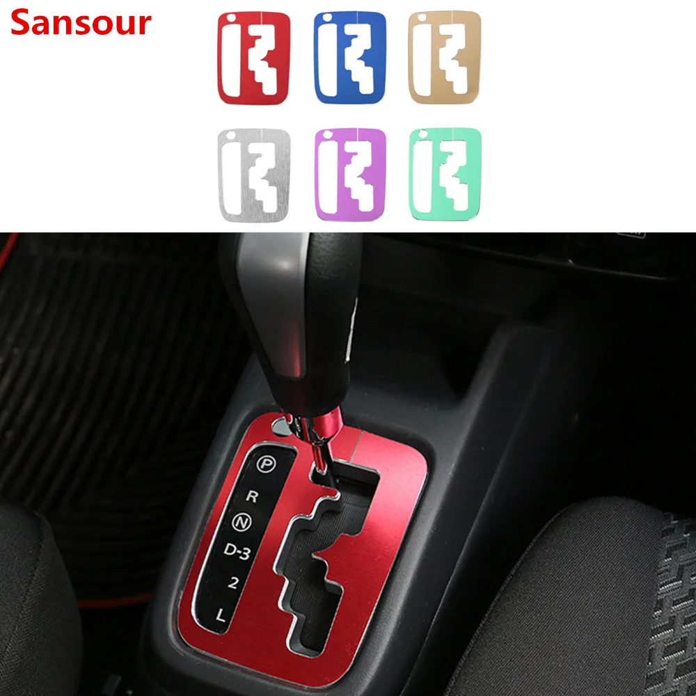 Sansour Aluminium Alloy Car Interior Gear Shift Box Panel Decoration Cover for Suzuki Jimny 2007-2017 Car Accessories Styling