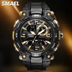 SMAEL Waterproof Sports Digital Watch Men Luminous Chronograph Quartz Watch Electronic Dual time Stop Watch часы мужские relogio