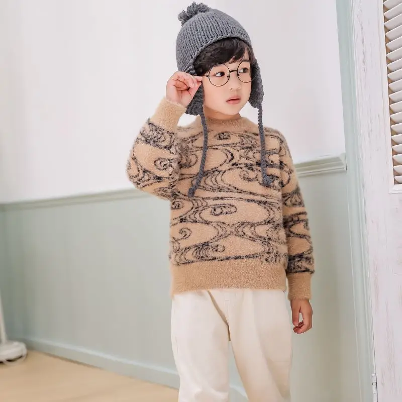 

Hot Sale Children's Fall Winter Pullovers Boys & Girls Soft Mink Velvet Knitted Sweaters Kids Casual Warm Knitwear Clothes PP82