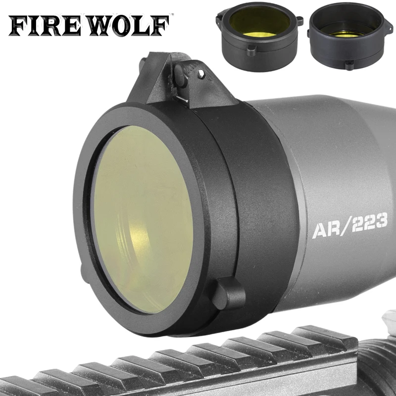 Yellow Rifle Scope Quick Flip Spring Up Open Lens Cover Cap for Caliber Scope Rifle Hunting