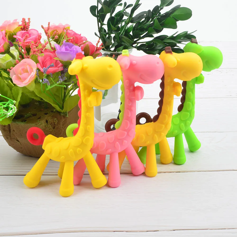 1PC Giraffe Silicone Teether Toys Silicone Beads Soft teether DIY Baby Teething Necklace Accessories Infant Chew Toys Giraffe Ba