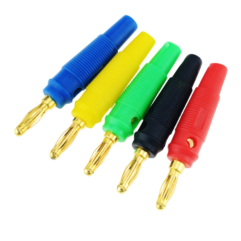 5PCS Colorful 4mm Banana Plug Gold Plated Connectors Socket Welding-free Non-slip Soft Rubber Banana Head Lantern Type