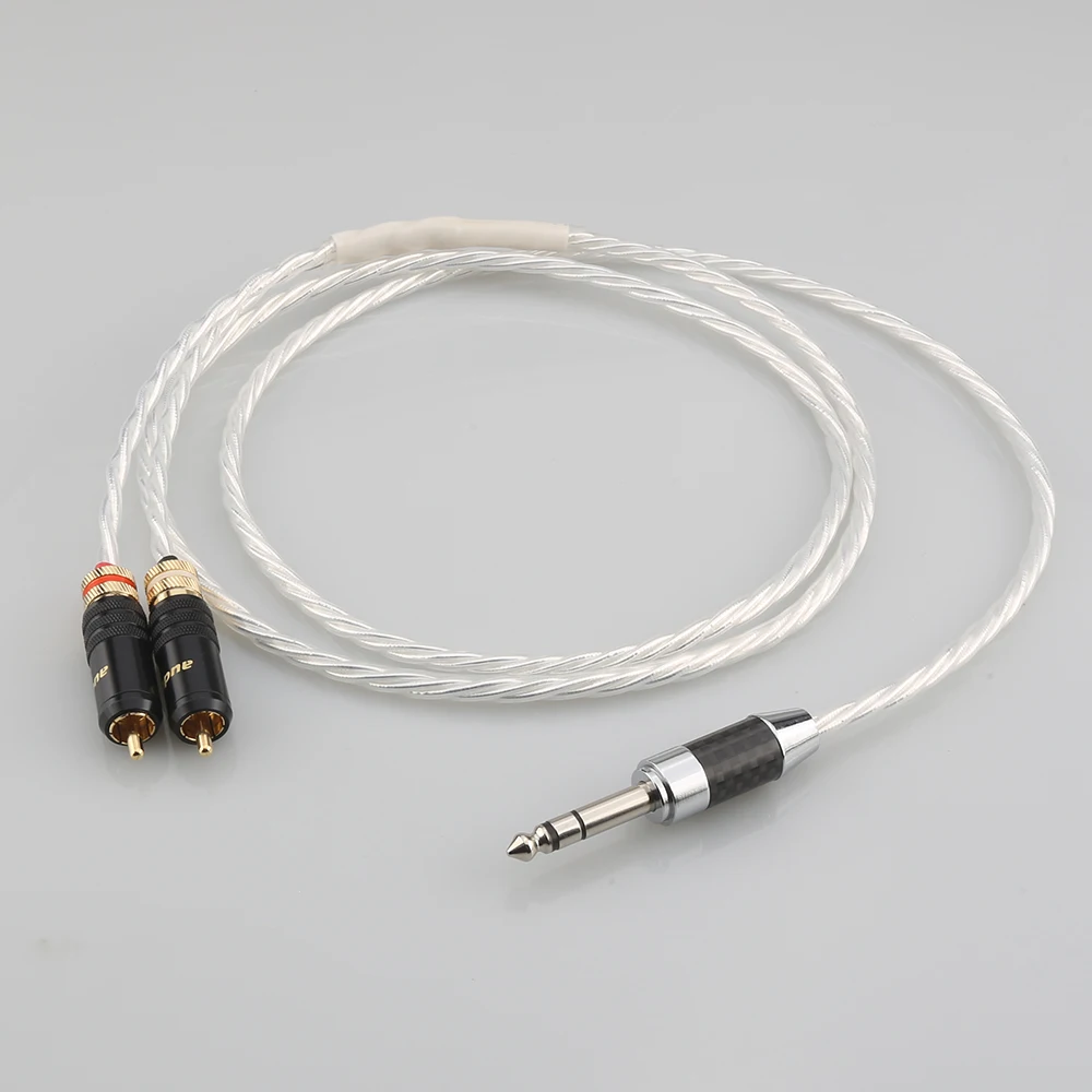 

HI-End Silver Plated 6.35mm Jack (1/4') 1/4inch TRS(male) to Dual(2) RCA/Phono Splitter Audio Extension Cable HIFI