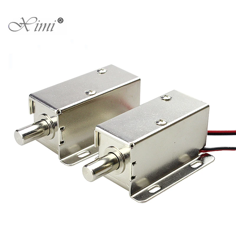 Miniaturowy, metalowy, elektryczny zamek magnetyczny na śrubę, 12V lub 24V DC, do szuflad, szafek i garderób.