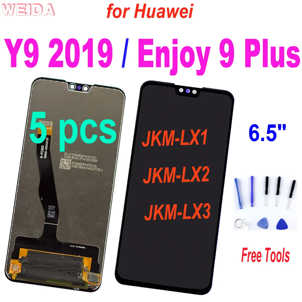 

5 шт. Оригинальный ЖК-дисплей для 6,5 "Huawei Y9 2019, ЖК-дисплей, сенсорный экран, дигитайзер, для сборки, для Huawei ENJOY 9 Plus JKM-LX1 дисплей