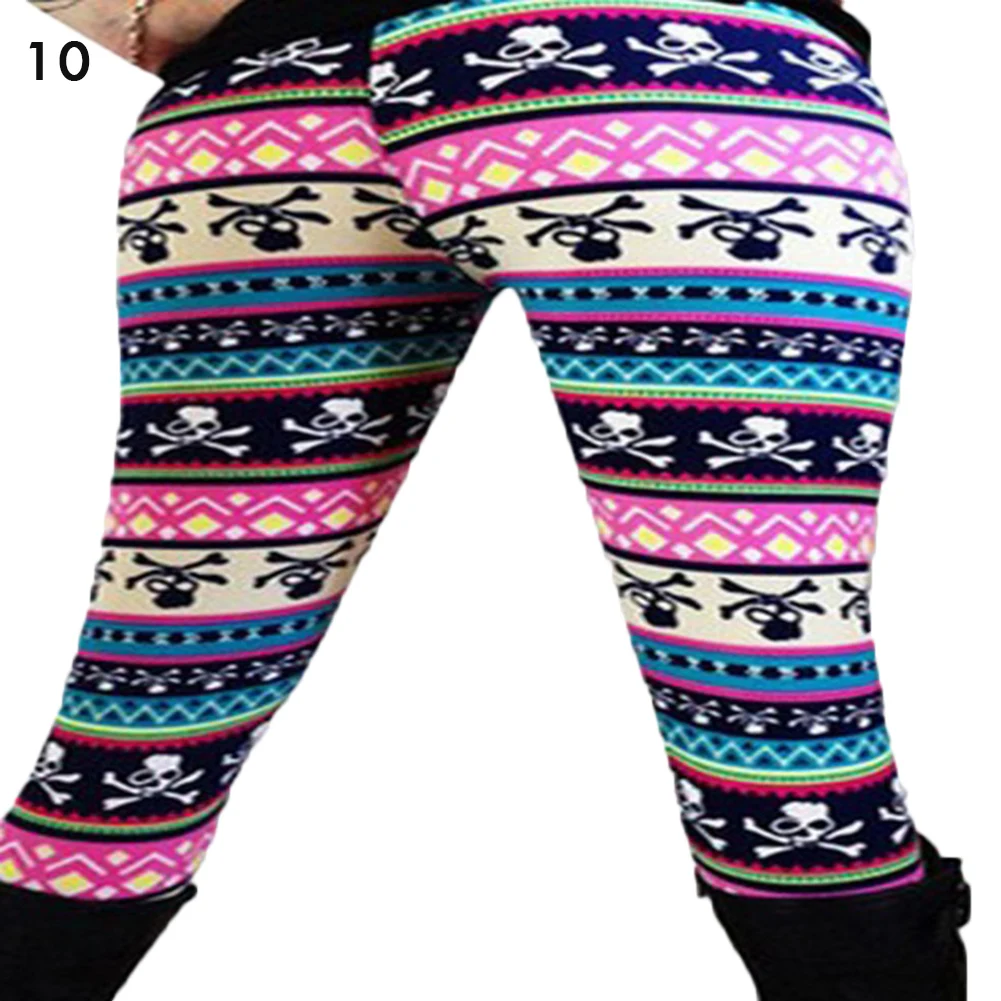 Christmas Women\'s Leggings Pants Snow deer print cropped stretch pants High Waist Leggings 18 Color Ladies Christmas Party Pants