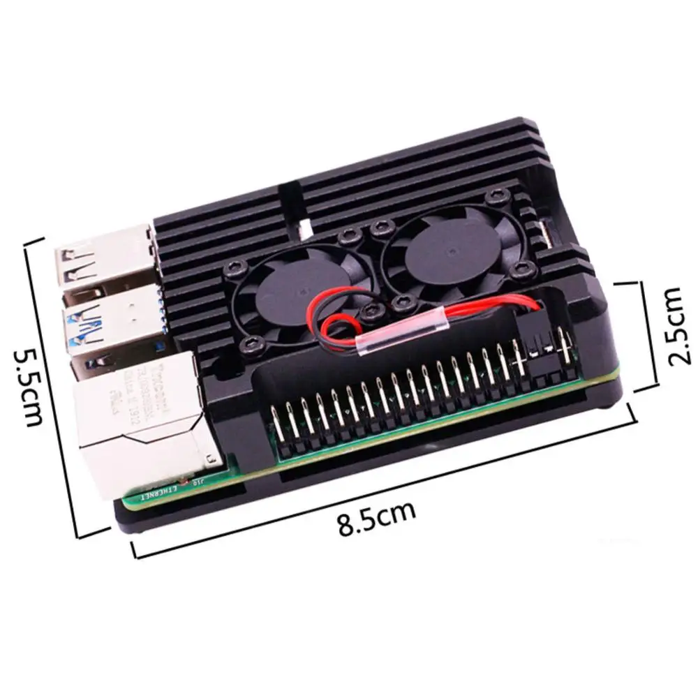 Металлический Алюминиевый Чехол для Raspberry Pi 4, с двумя вентиляторами, для Raspberry Pi 4, радиатор для Raspberry Pi 4, Модель B / Pi 4B