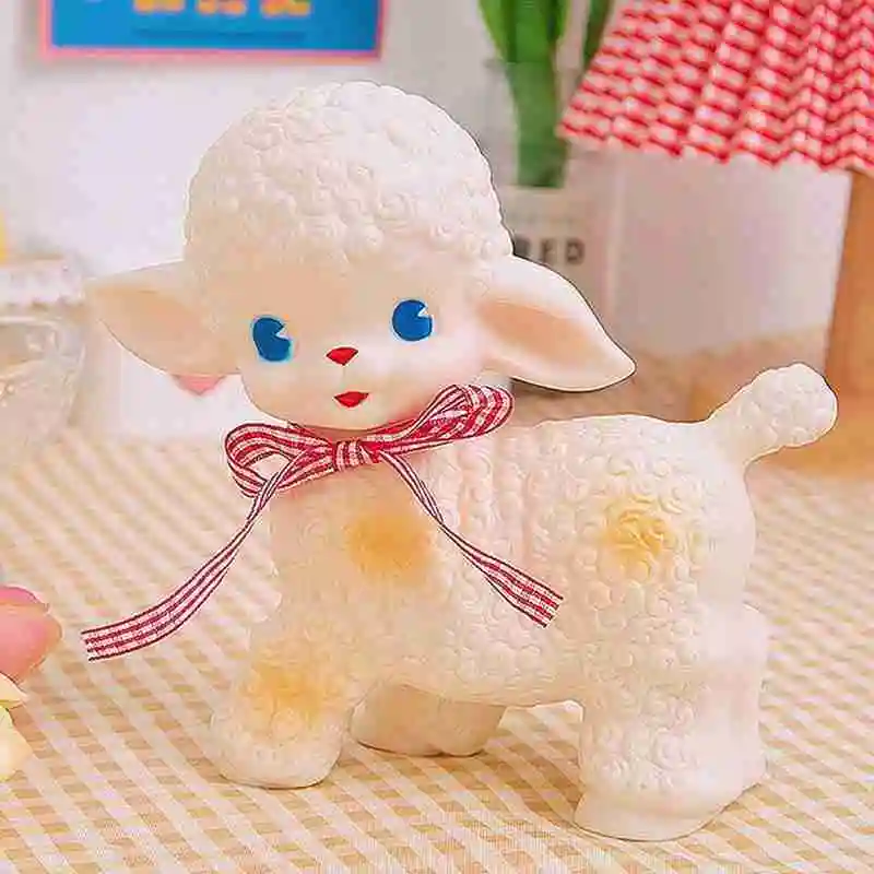 Retro klassische Gummi Schaf Puppe süße Mädchen Schatz Stimme Tier Geschenk Modell Lamm statische Schreibtisch Zimmer Wohnaccessoires Ornamente – Detail 3