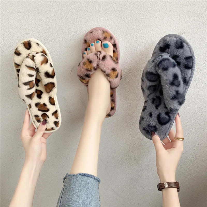 COOTELILI Woman Slippers Winter Shoes For Women Platform Home Slippers Faux Fur Warm Shoes Mid Heel Female Slides Plus Size 42