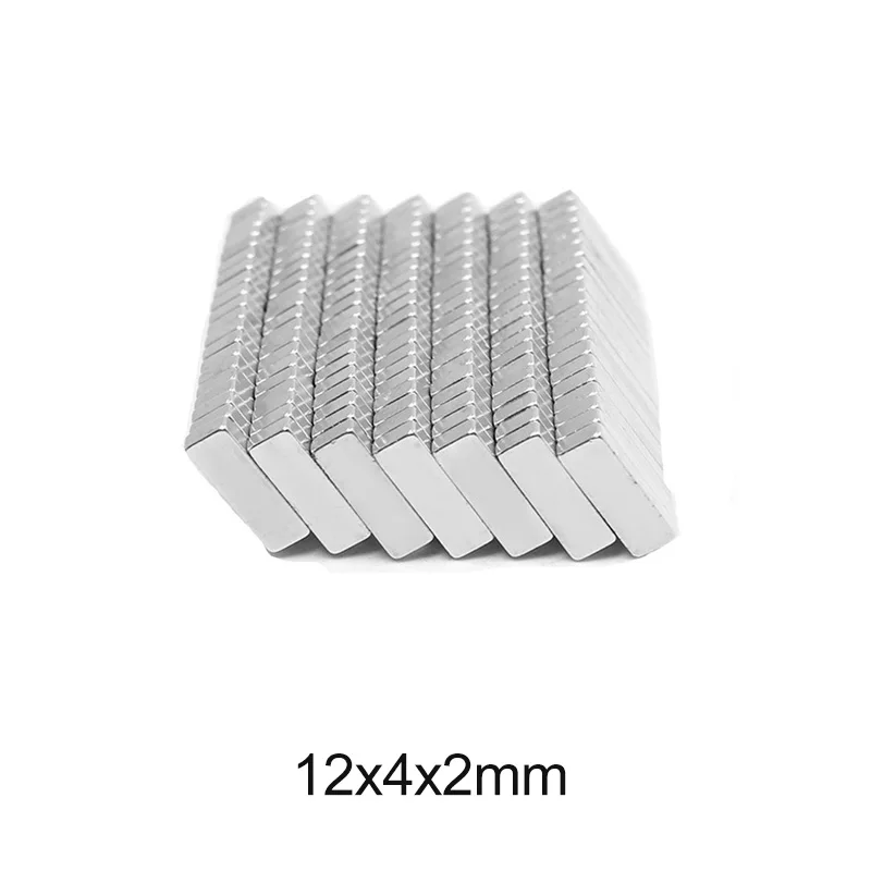 20~500PCS 12x4x2 mm Powerful Magnets Sheet 12mmX4mm Block Permanent Magnet 12x4x2mm N35 Thin Neodymium Magnet Strong 12*4*2 mm