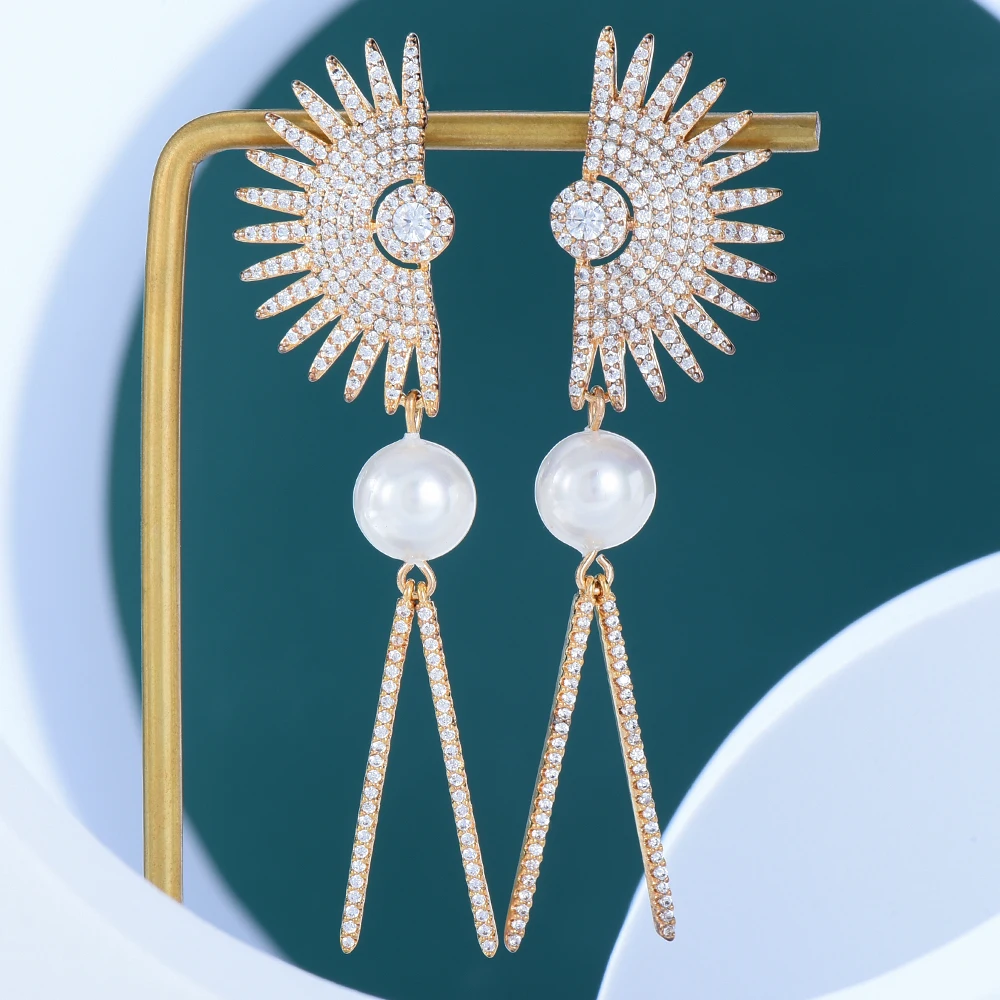 

GODKI Trendy Simulated Pearl Long Drop Earrings For Women Wedding Party Indian Dubai Bridal Jewelry boucle d'oreille femme Gift