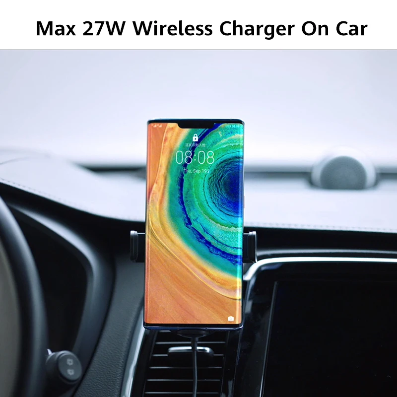 Huawei SuperCharger caricabatterie Wireless supporto per telefono da auto 27W Qi tfuv ricarica Super veloce per P30 Mate 30 Pro iPhone 11 Samsung S20