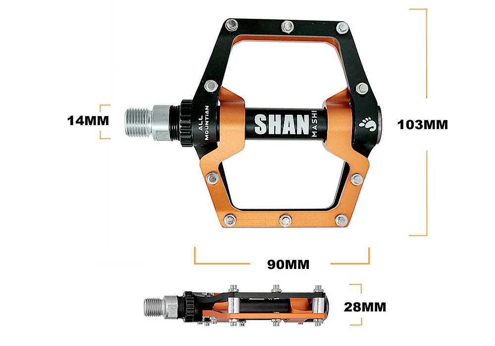 2021 Mountain Bike Pedal Seal 3 Bearing Hollow CNC Aluminum Alloy Wide Non-slip Road Bike Folding Bike Mtb Bicycle Pedal