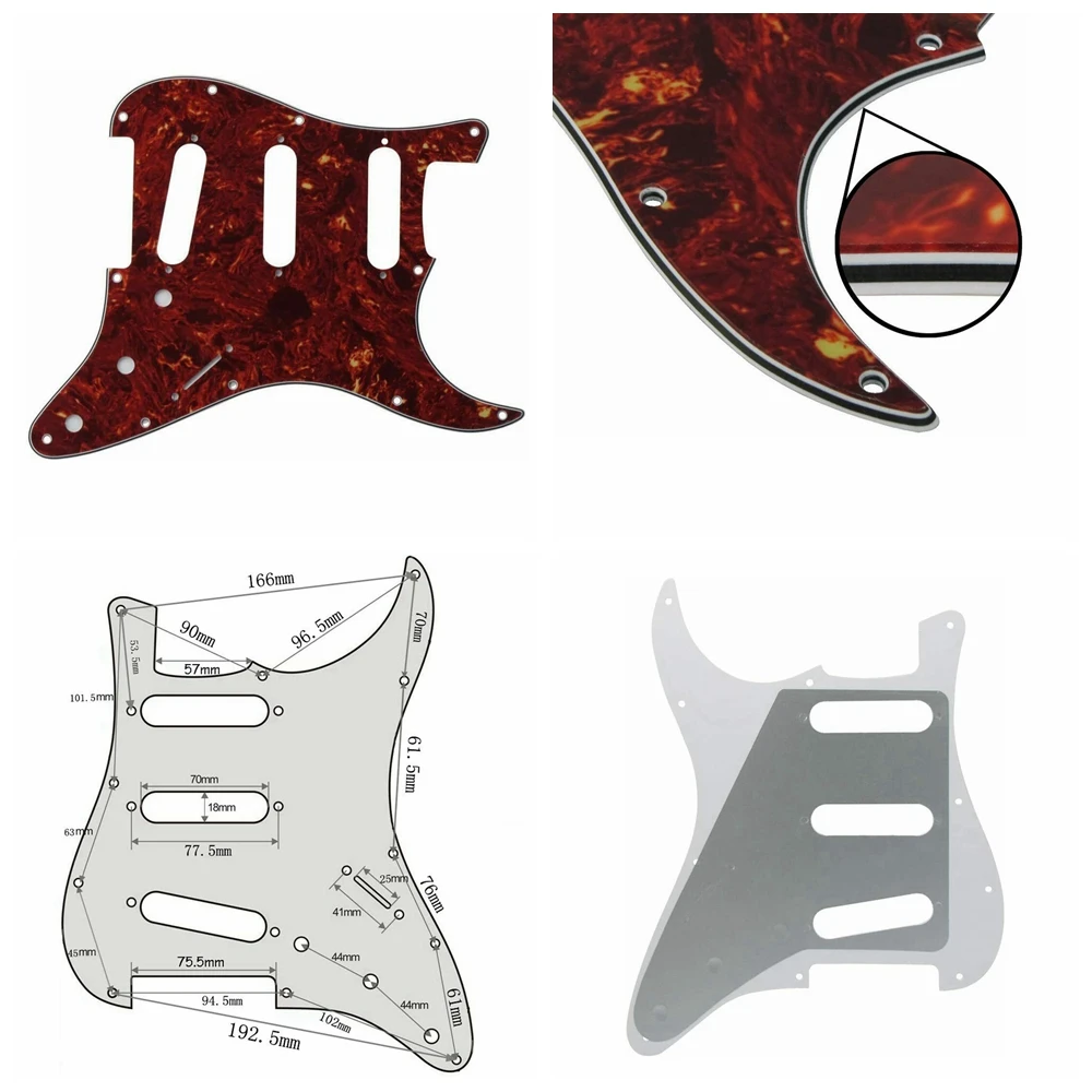 1pcs SSS Electric Guitar Pickguard 3 Ply 11 Holes with Screw for FD ST Style Guitar Parts Replacement
