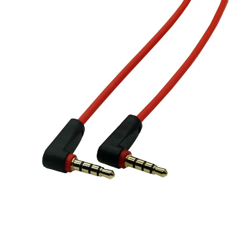 Uniwersalny Ipod AUX 4 biegun podwójne 90 stopni prostopadły 3.5mm z męskiego na męskie Stereo 3.5mm Jack Audio krótki kabel 20cm 1m